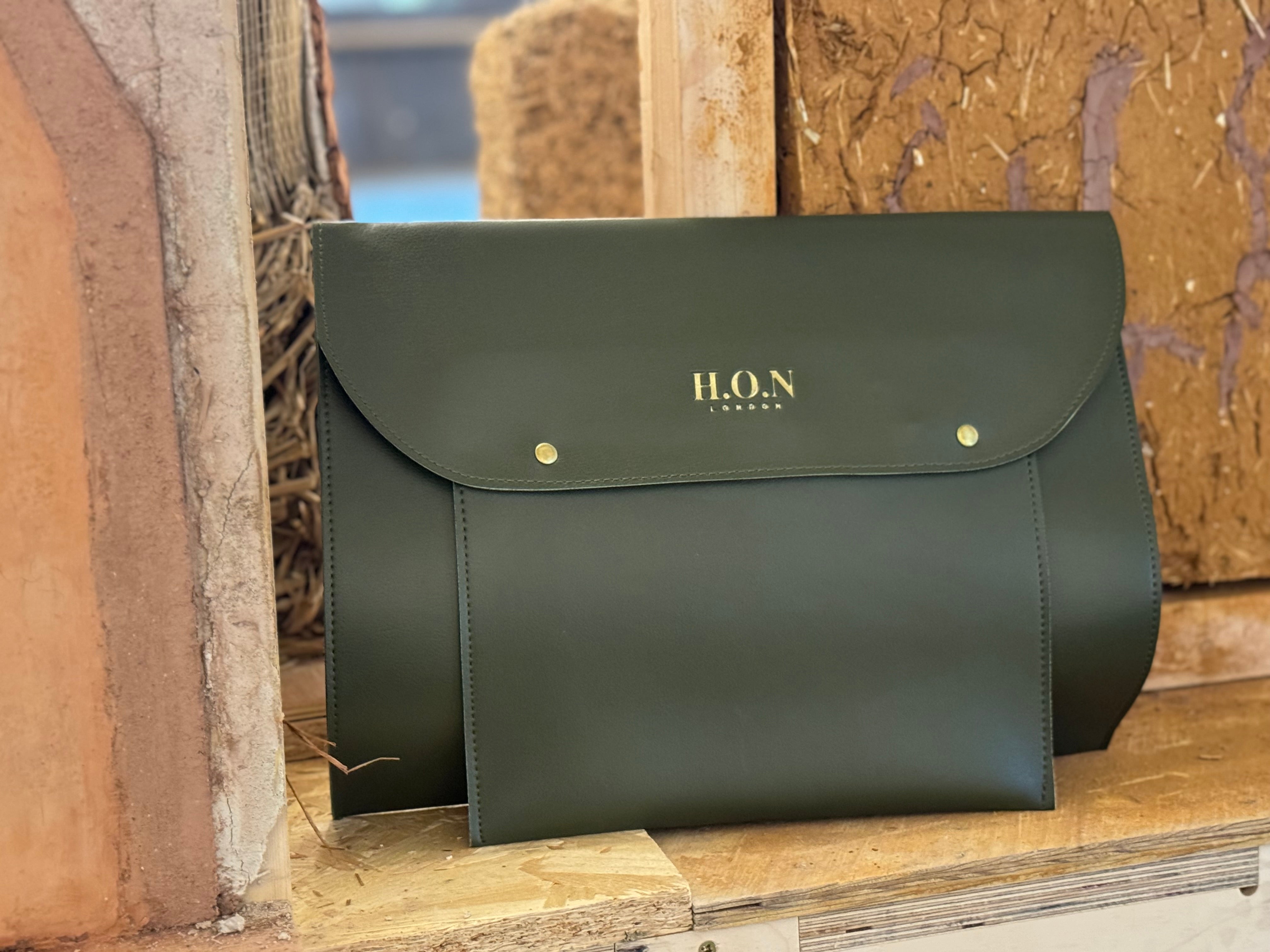 Forest Green Luxe Leather Laptop Sleeve